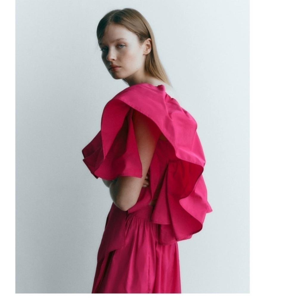 Zara Fuchsia Off-Shoulder Ruffle Blouse - Picture 6 of 15